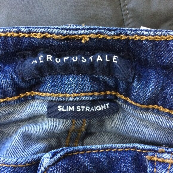 Aeropostale Jeans Slim Straight Distressed Medium Wash Cotton Stretch Size 27 - Picture 3 of 4